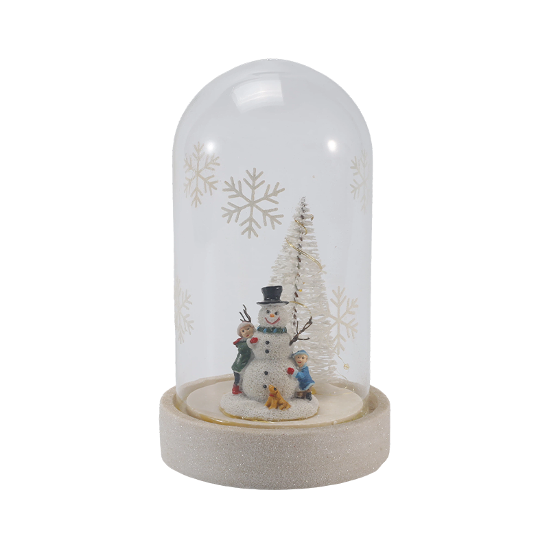 Cloche en verre festive et lumière de bouteille (scène de bonhomme de neige/styles de baies de pin/arbre de Noël)