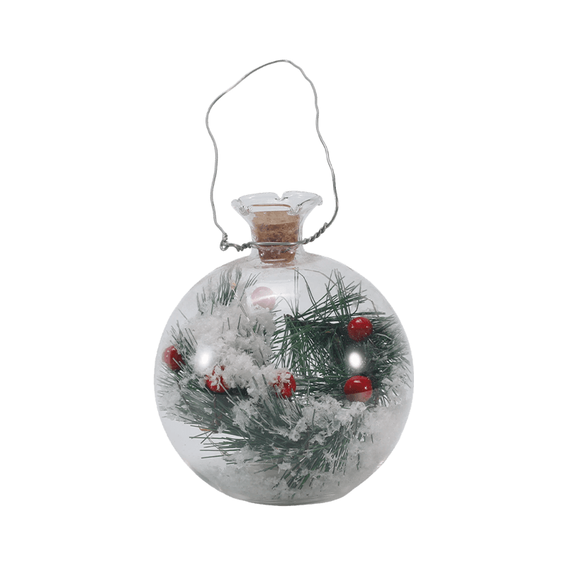Cloche en verre festive et lumière de bouteille (scène de bonhomme de neige/styles de baies de pin/arbre de Noël)