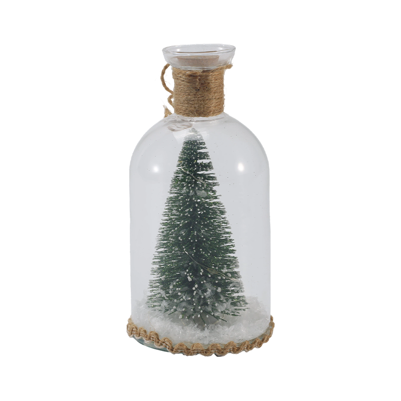 Cloche en verre festive et lumière de bouteille (scène de bonhomme de neige/styles de baies de pin/arbre de Noël)