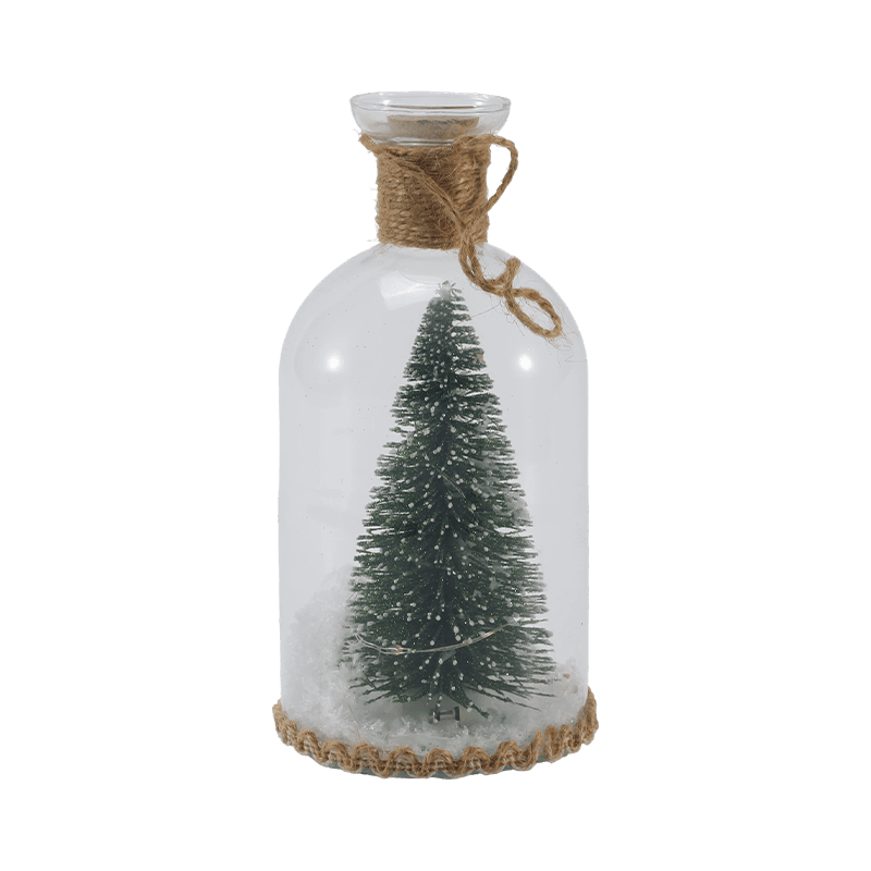 Cloche en verre festive et lumière de bouteille (scène de bonhomme de neige/styles de baies de pin/arbre de Noël)