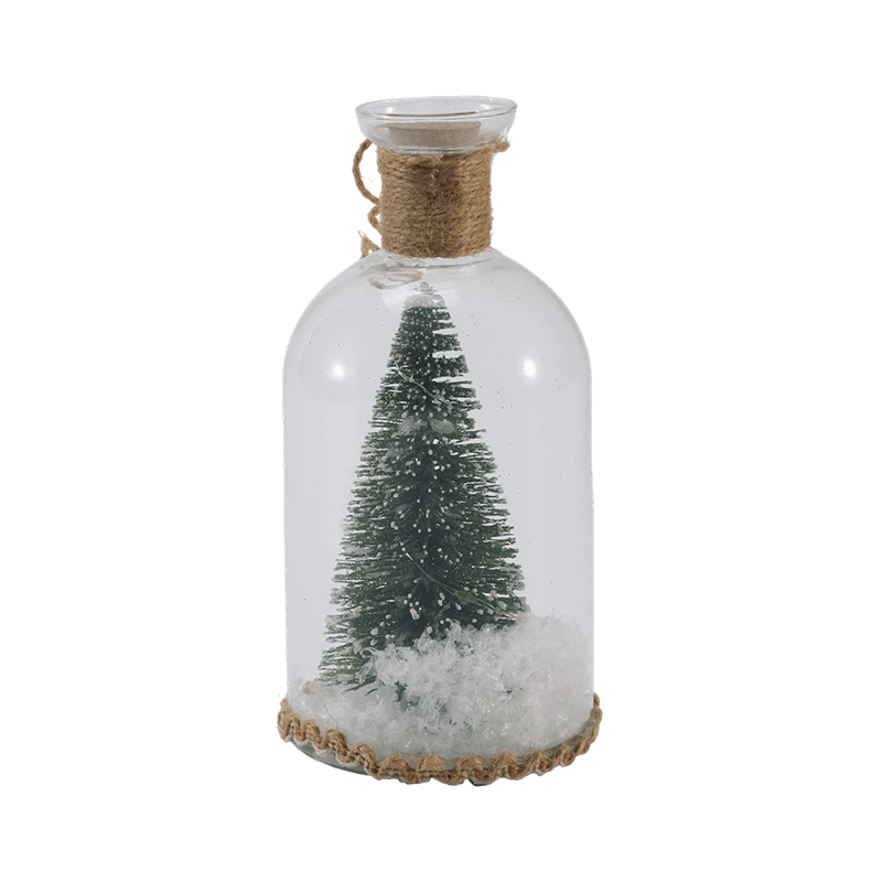 Cloche en verre festive et lumière de bouteille (scène de bonhomme de neige/styles de baies de pin/arbre de Noël)