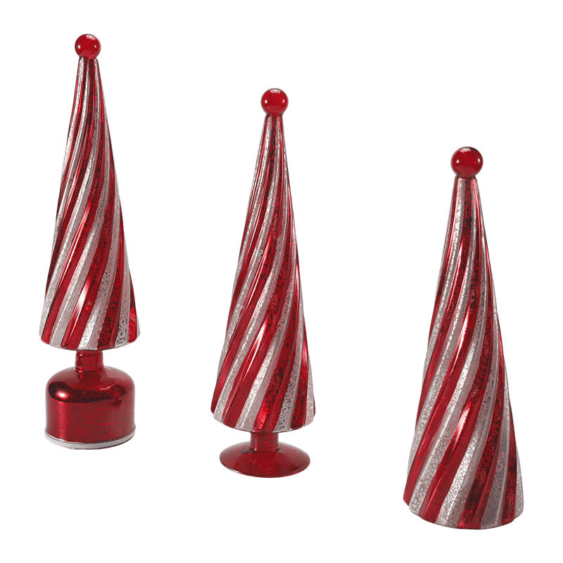Arbre de noël tourbillon en verre au mercure Vintage, 10x20 cm, 10x25cm et 10x30cm