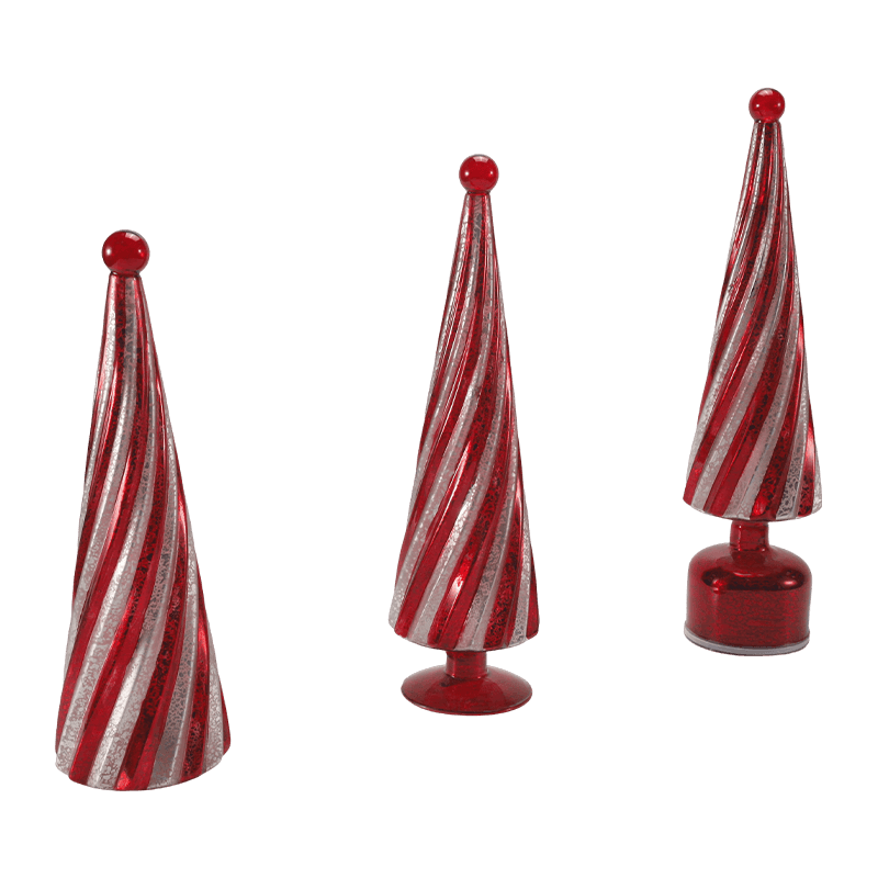 Arbre de noël tourbillon en verre au mercure Vintage, 10x20 cm, 10x25cm et 10x30cm
