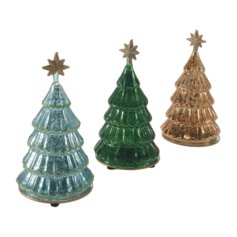 Lumière d'arbre de noël en couches de verre au mercure Vintage 10*20 cm