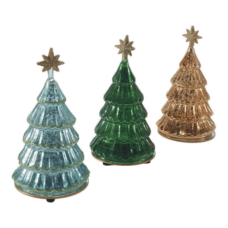 Lumière d'arbre de noël en couches de verre au mercure Vintage 10*20 cm