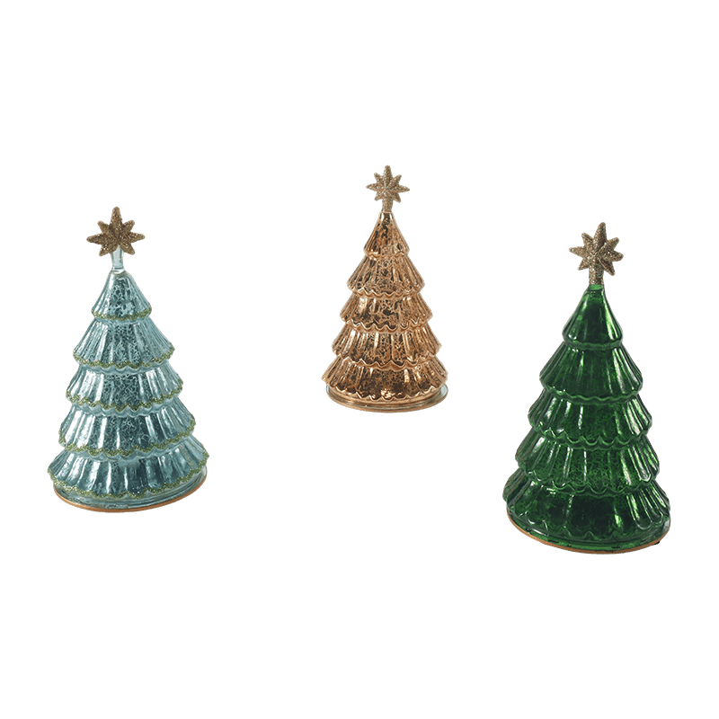 Lumière d'arbre de noël en couches de verre au mercure Vintage 10*20 cm
