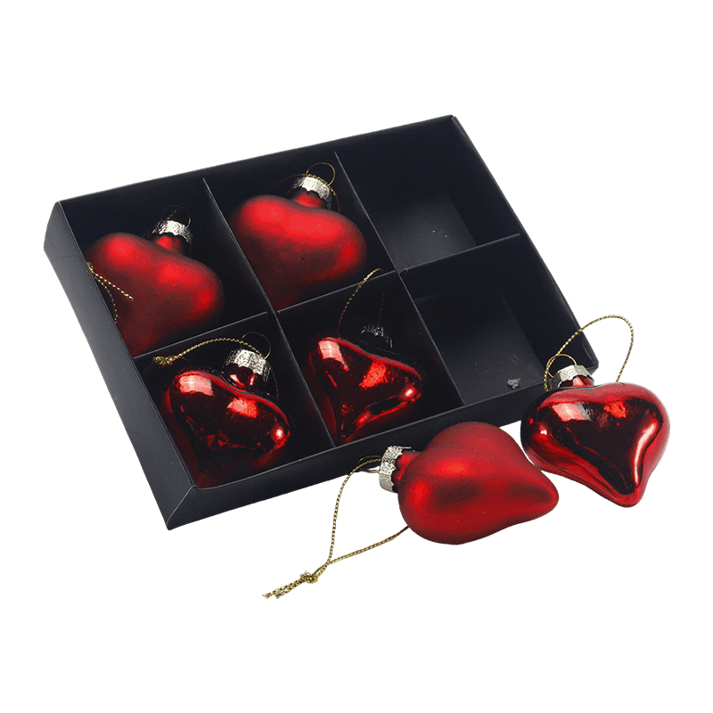 Ornement de Noël en forme de cœur en verre soufflé à la main
