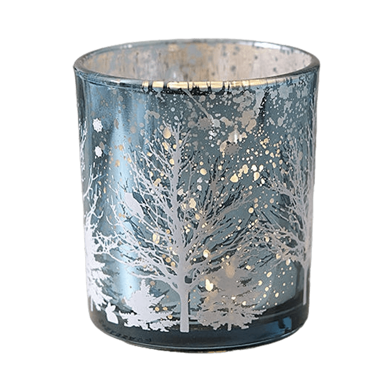 Bougeoir en verre sculpté galvanisé 8x9cm, tasse, édition de décoration Festive