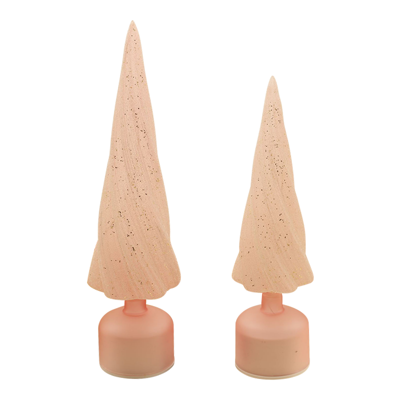 Sapin de Noël festif rotatif en verre avec lumières LED, tailles 10 × 33 cm et 10 × 38 cm