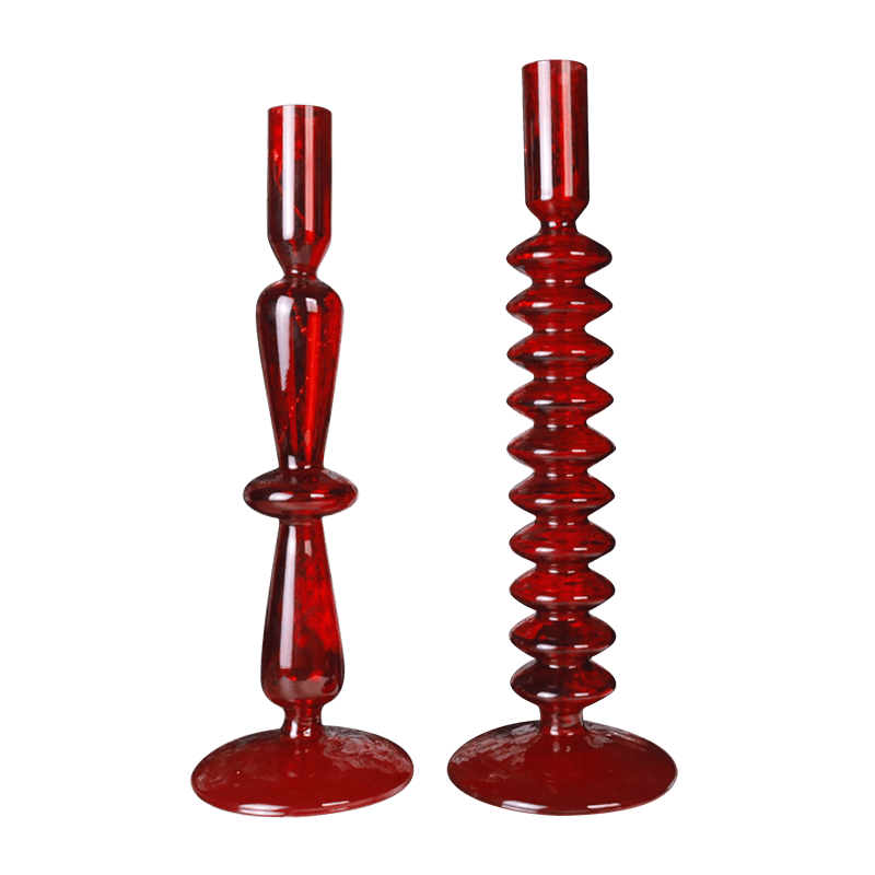 Bougeoir en verre soufflé à la main, 18cm, décor de table de vacances