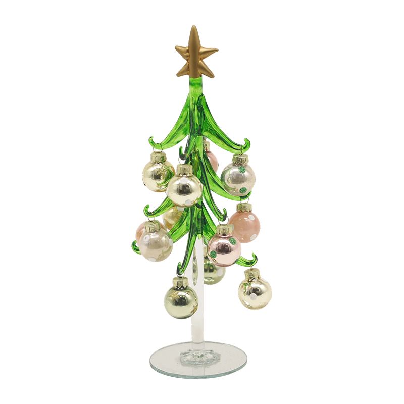 Sapin de Noël festif en verre de 10 × 25 cm et 10 × 30 cm orné d'options de boules décoratives