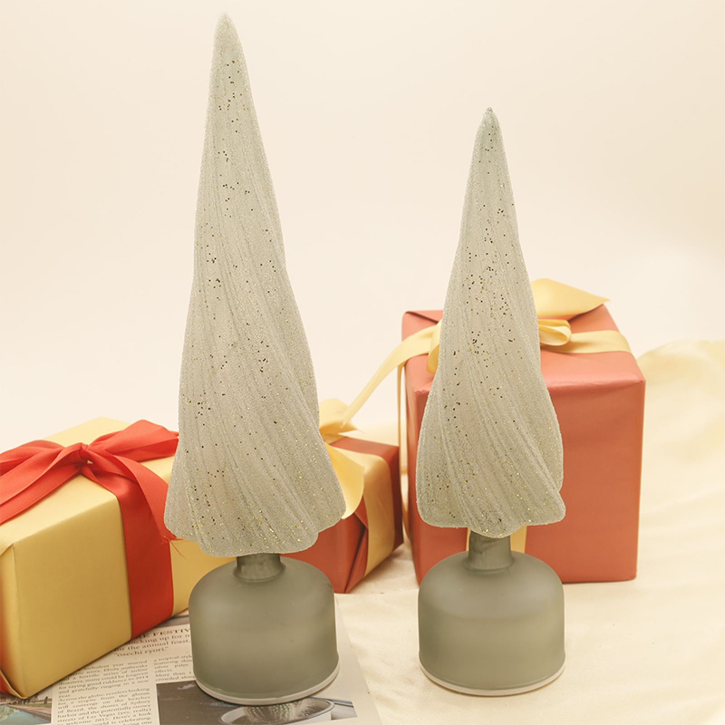 Ornement décoratif d'arbre de Noël illuminé par LED en verre 10 × 25/10 × 30