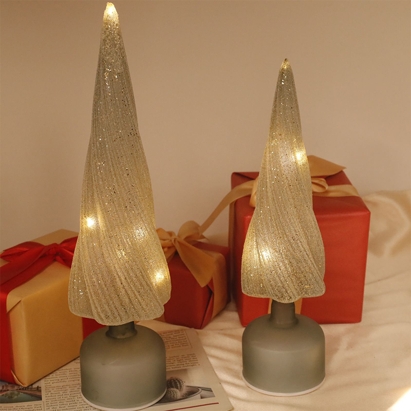 Ornement décoratif d'arbre de Noël illuminé par LED en verre 10 × 25/10 × 30