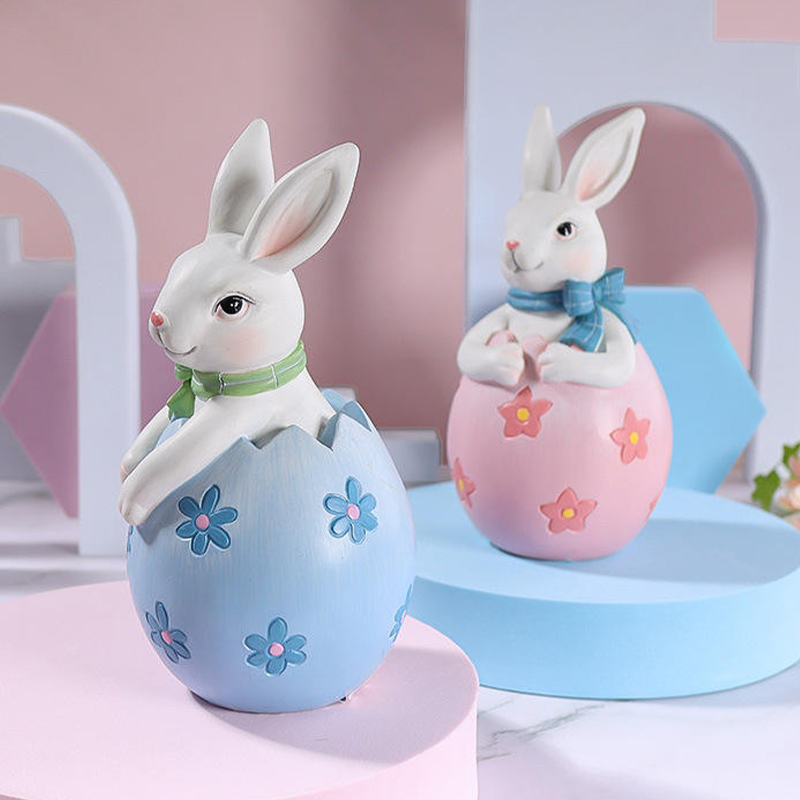 Ensemble de décoration de figurines de lapin de Pâques en résine 8*16 cm