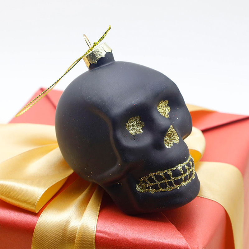 Ensemble d'ornements de crâne en verre d'Halloween 8*9 cm