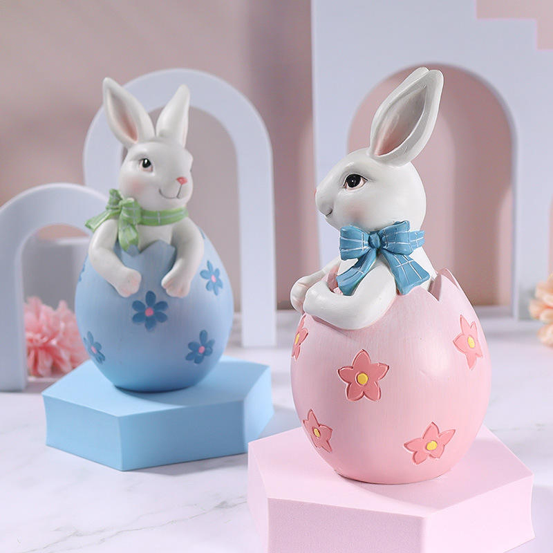 Ensemble de décoration de figurines de lapin de Pâques en résine 8*16 cm
