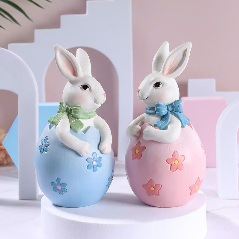 Ensemble de décoration de figurines de lapin de Pâques en résine 8*16 cm