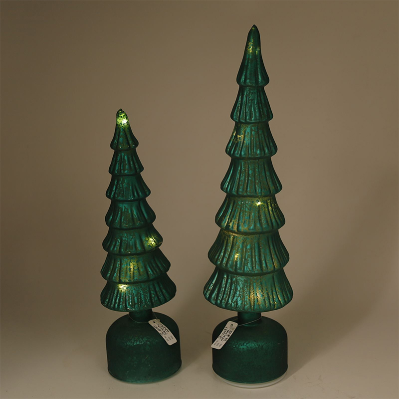 Ornement décoratif d'arbre de Noël illuminé par LED en verre 10 × 25/10 × 30