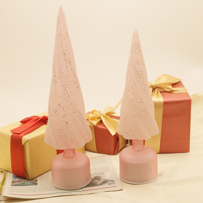 Sapin de Noël festif rotatif en verre avec lumières LED, tailles 10 × 33 cm et 10 × 38 cm