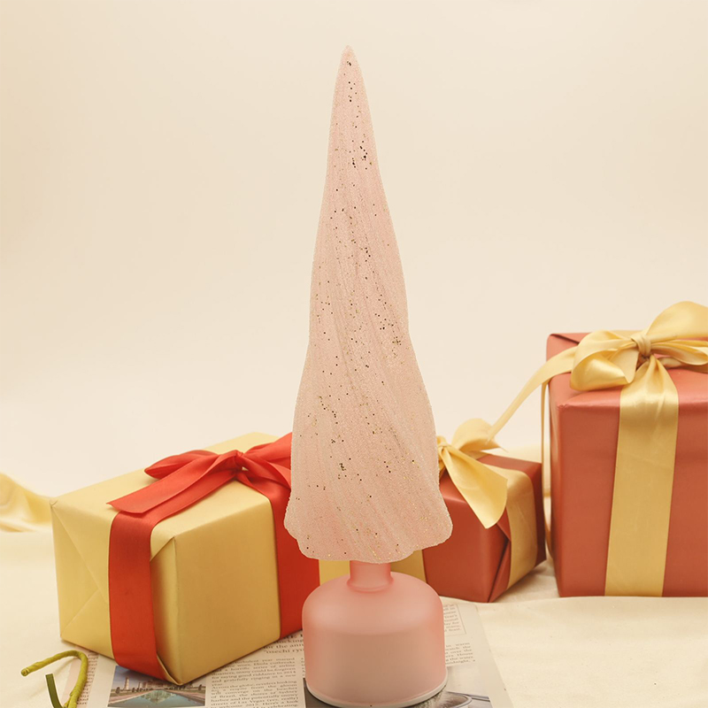 Sapin de Noël festif rotatif en verre avec lumières LED, tailles 10 × 33 cm et 10 × 38 cm