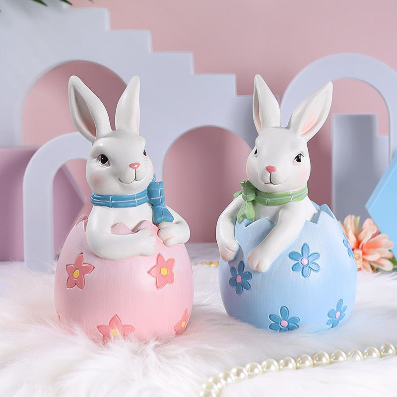 Ensemble de décoration de figurines de lapin de Pâques en résine 8*16 cm