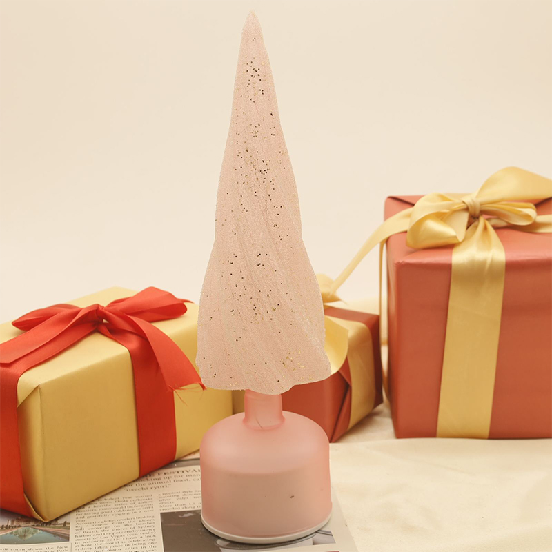 Sapin de Noël festif rotatif en verre avec lumières LED, tailles 10 × 33 cm et 10 × 38 cm