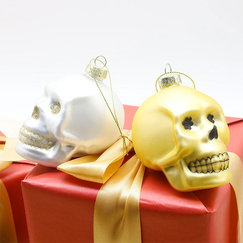 Ensemble d'ornements de crâne en verre d'Halloween 8*9 cm