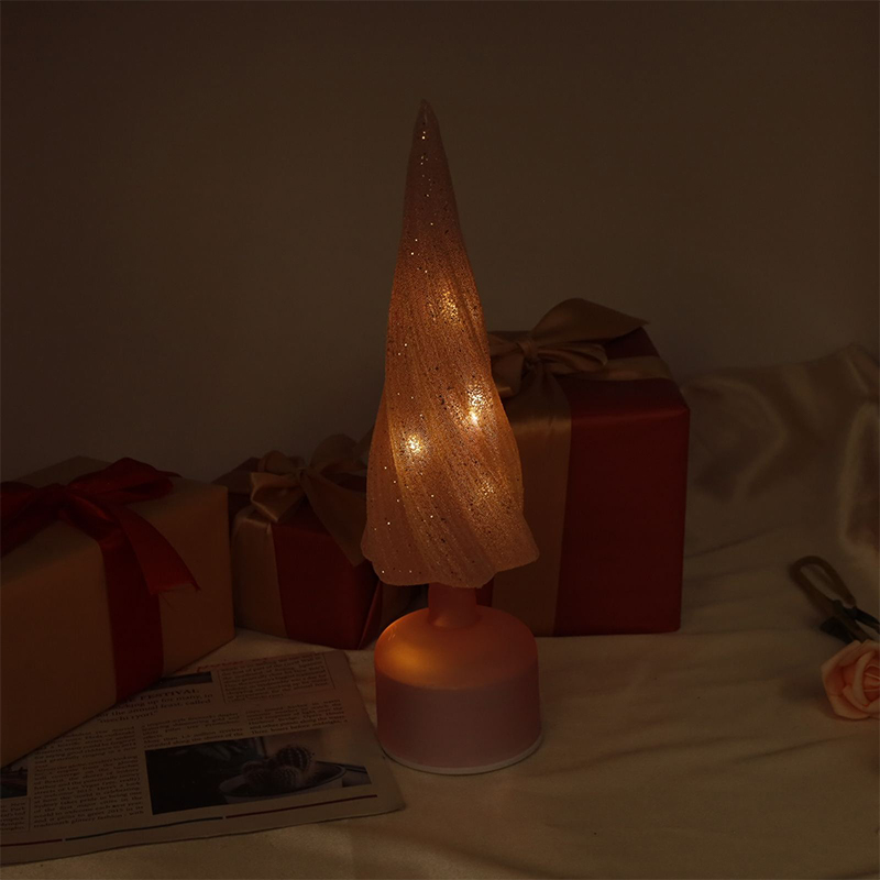 Sapin de Noël festif rotatif en verre avec lumières LED, tailles 10 × 33 cm et 10 × 38 cm