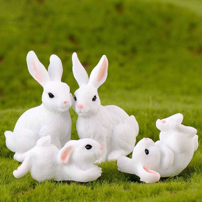 Ensemble de décoration de figurines de lapin de Pâques en résine de 8 cm