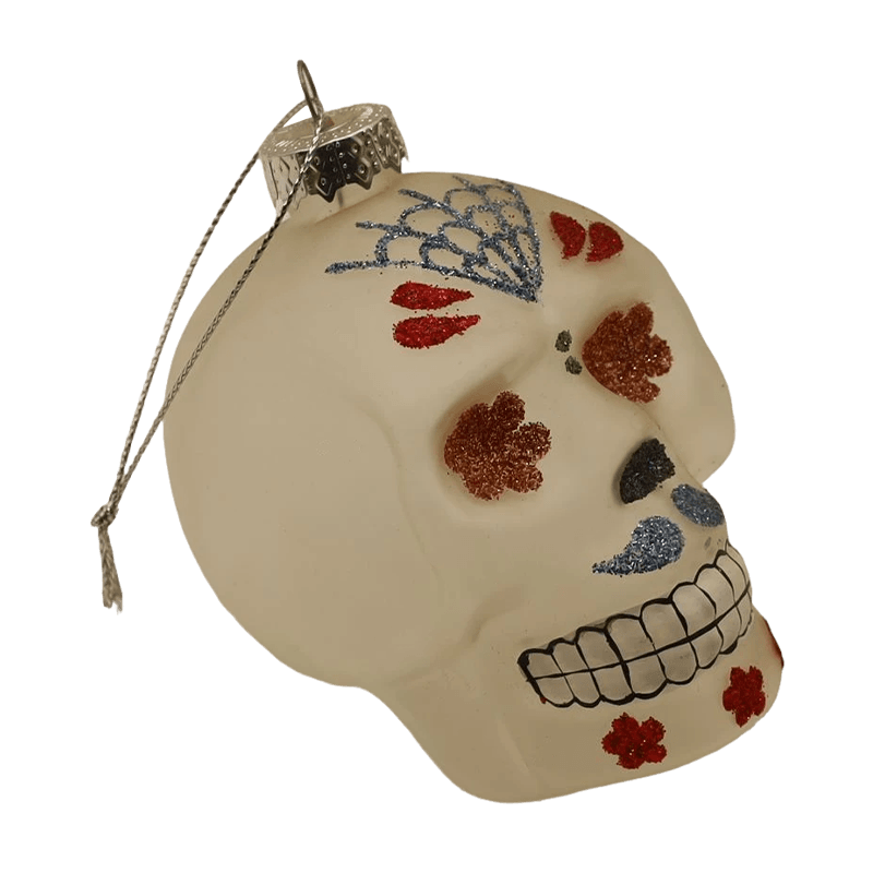 Ensemble d'ornements de crâne en verre d'Halloween peints à la main 8*9 cm