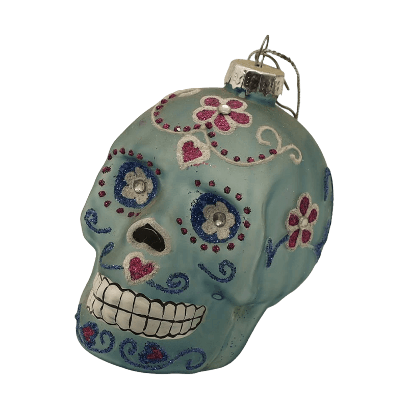 Ensemble d'ornements de crâne en verre d'Halloween peints à la main 8*9 cm