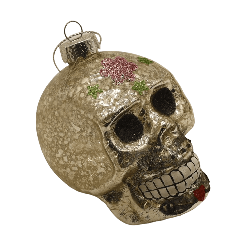 Ensemble d'ornements de crâne en verre d'Halloween peints à la main 8*9 cm