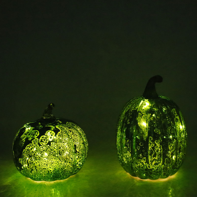Lampe citrouille LED en verre pour Halloween, 12x15cm, ornement de table