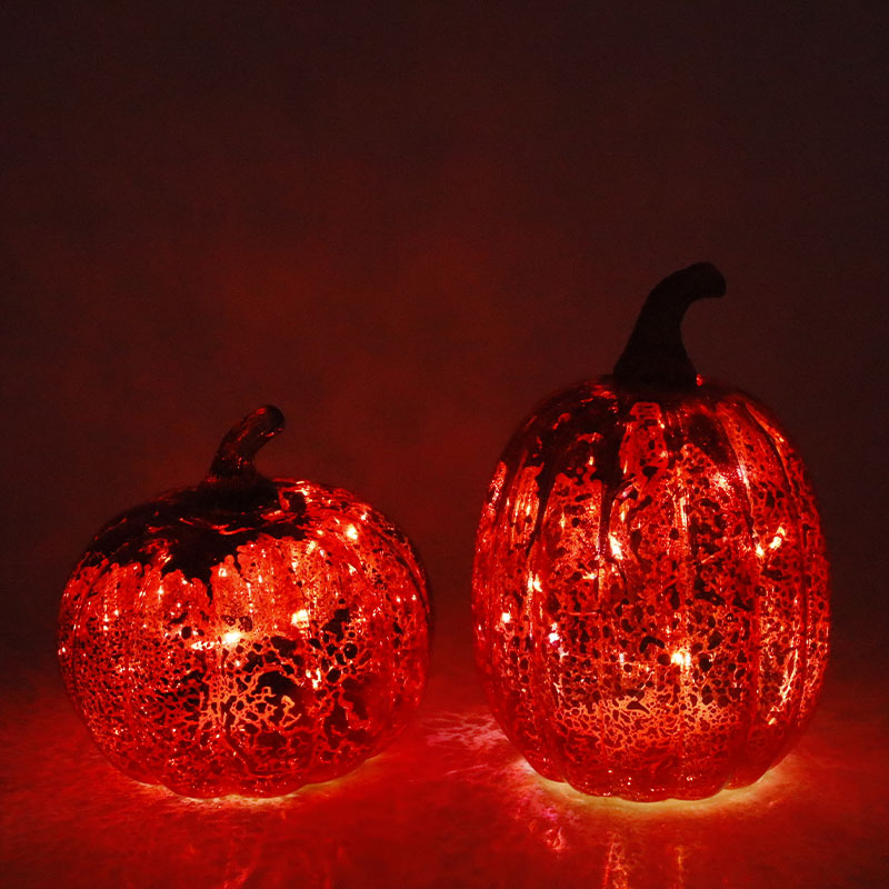 Lampe citrouille LED en verre pour Halloween, 12x15cm, ornement de table