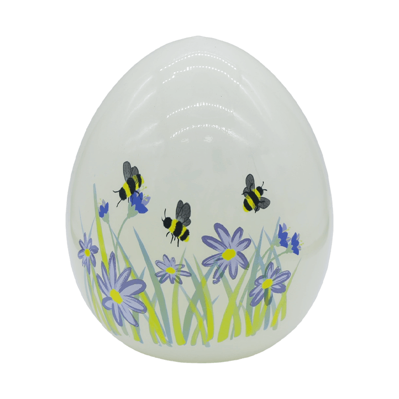 Ornement d'oeuf en verre peint à la main de Pâques à LED 9*16 cm