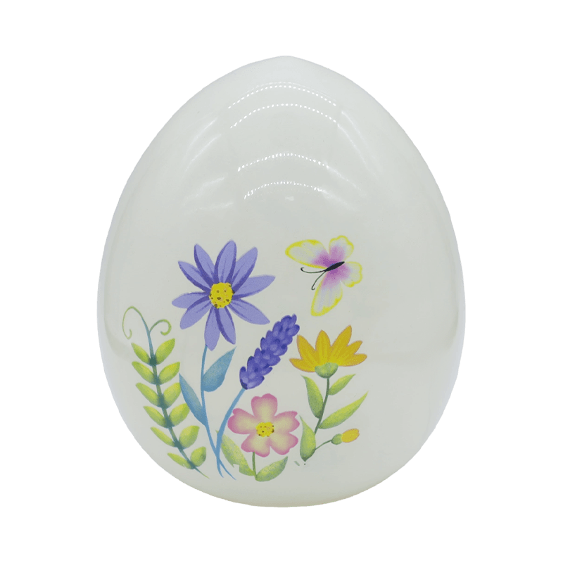 Ornement d'oeuf en verre peint à la main de Pâques à LED 9*16 cm