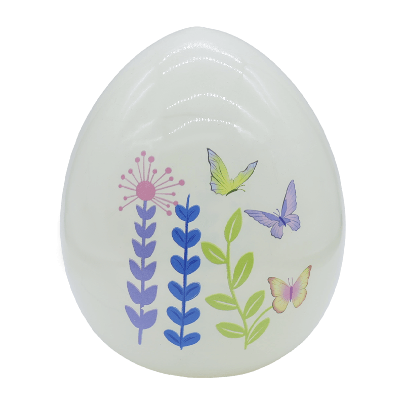 Ornement d'oeuf en verre peint à la main de Pâques à LED 9*16 cm