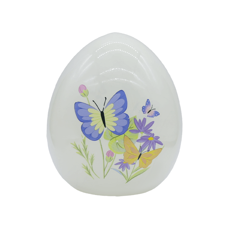Ornement d'oeuf en verre peint à la main de Pâques à LED 9*16 cm