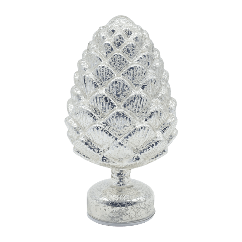 Décoration de table LED en verre rotatif de Noël en forme de pomme de pin 15 × 28 cm et 11 × 22 cm